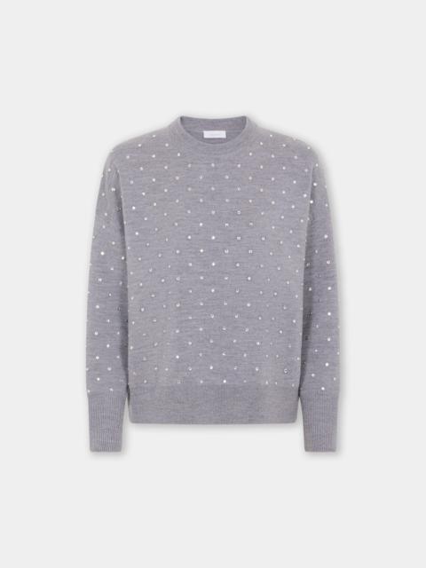 GREY CRYSTAL-EMBELLISHED SWEATER IN WOOL