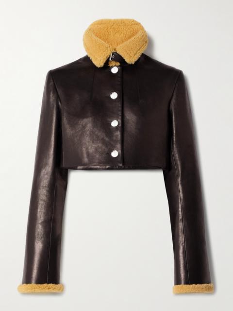 Jodie Cropped Shearling-trimmed Leather Jacket