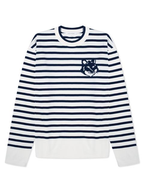 Maison Kitsuné Fox Head Intarsia Stripe Sweat
