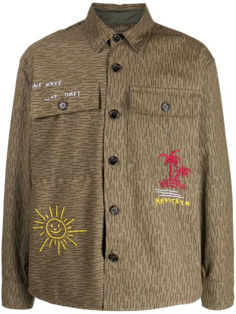 motif-embroidered cotton shirt