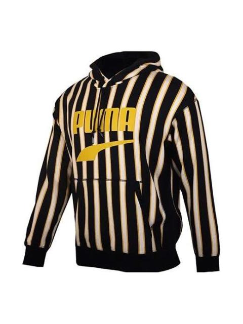 PUMA Striped Hoodie 'Black Yellow White' 596004-01