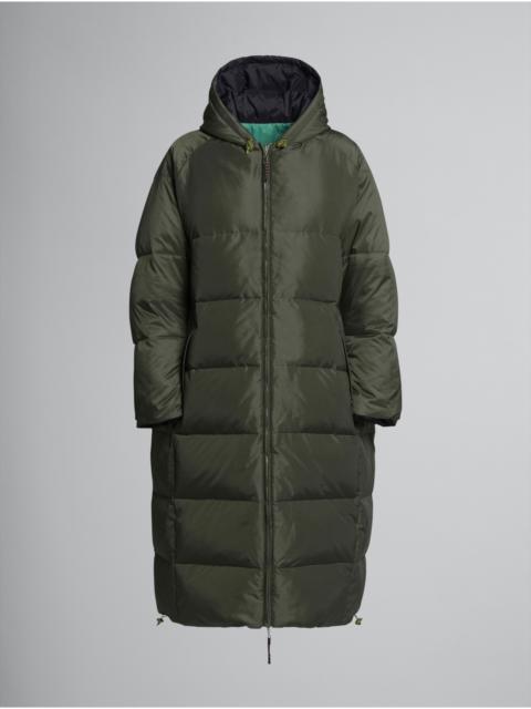 GREEN RIPSTOP NYLON LONG DOWN JACKET
