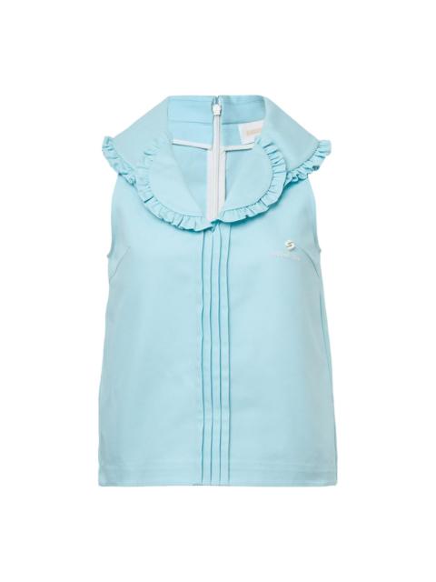 Double Collar Sleeveless Top