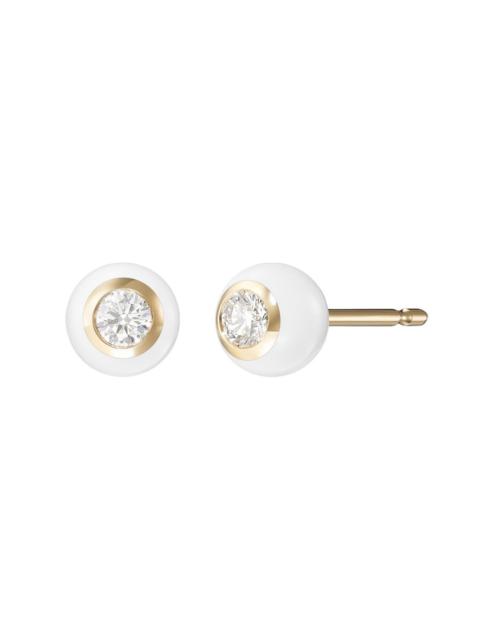Medium White Audrey Diamond Stud Earrings