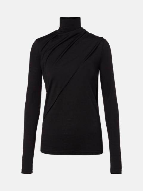 Scarf-detail wool jersey top