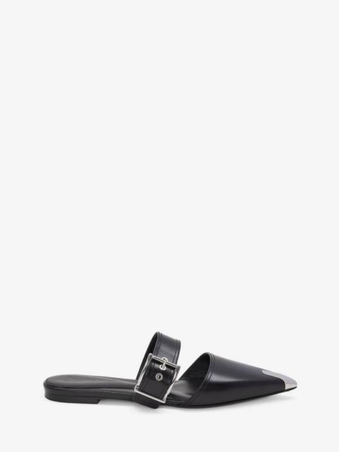Punk Flat Mule in Black/silver