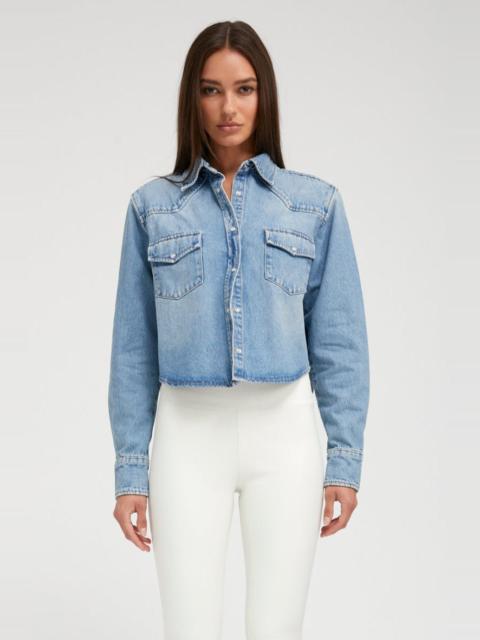 PARADIS DENIM CROPPED WESTERN BUTTON DOWN