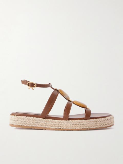 Embellished Leather Platform Sandals