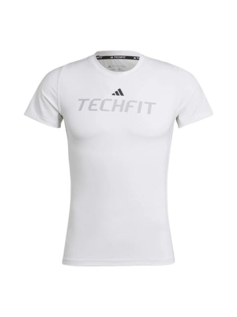 Men's adidas Logo Alphabet Printing Round Neck Short Sleeve White T-Shirt HZ9685