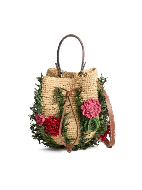 raffia floral bucket bag