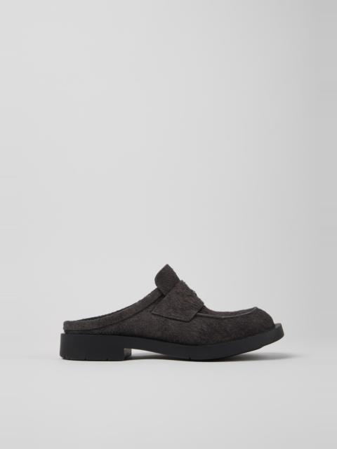 Gray Nubuck Slide Loafers