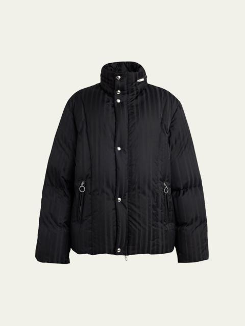Jacquard Stripe Down Hooded Jacket