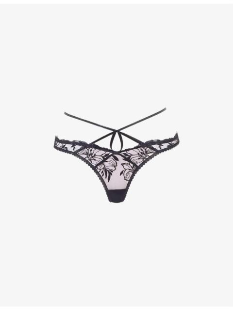 Ozella mid-rise floral-lace thong