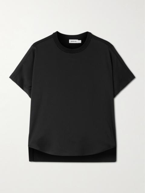 Addy Jersey-paneled Satin T-shirt