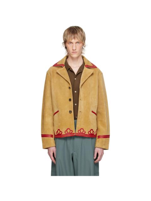Tan Trefoil Leather Jacket