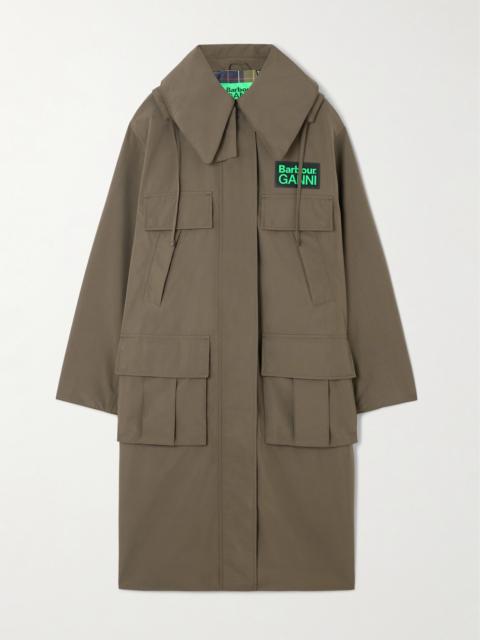 + Ganni Ruffled Hooded Shell Coat