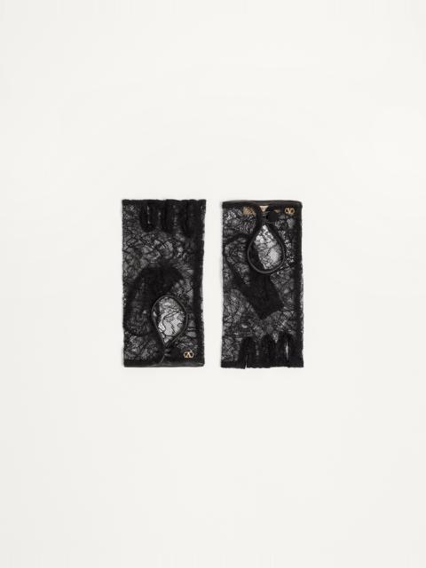 VLOGO SIGNATURE BIKER GLOVES IN LACE AND LEATHER