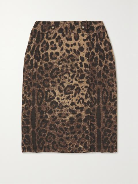 Leopard-print Wool-blend Jacquard Mini Skirt