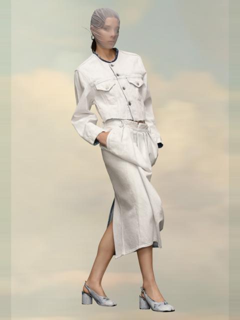 Cropped Collarless Denim Jacket