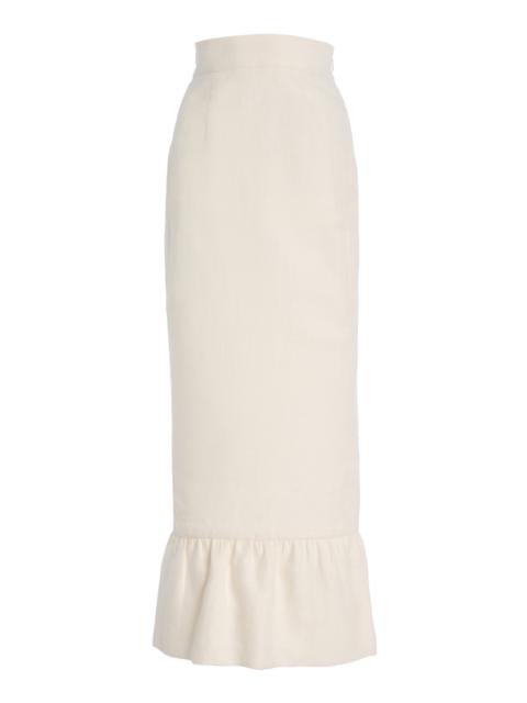Matilda Linen Column Maxi Skirt white