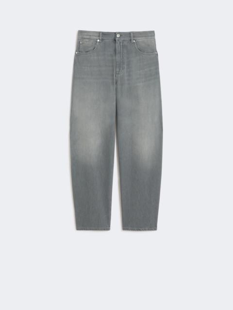 Jeans barrel leg in denim - BLACK