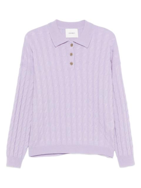 cable-knit polo top