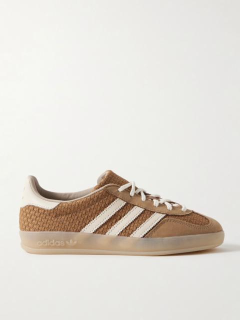 Gazelle Indoor nubuck and leather-trimmed jacquard sneakers Camel