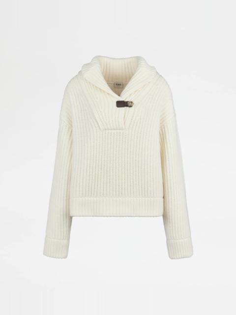 PULLOVER IN CASHMERE - WHITE