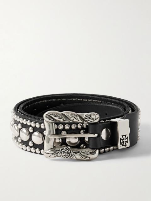 3.5cm Goodbye Franky Studded Leather Belt Black