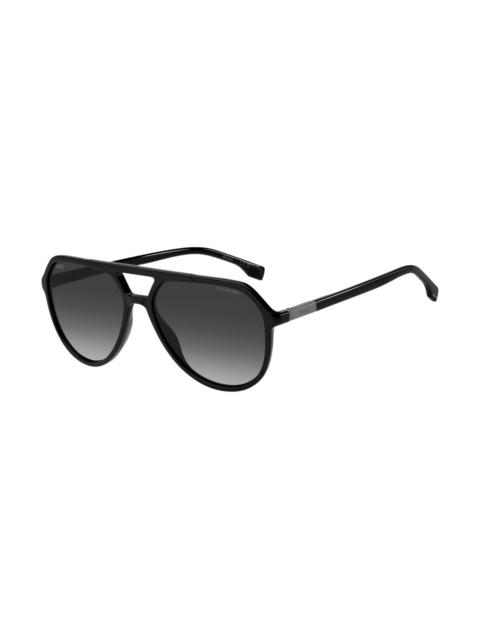 METAL-TRIM SUNGLASSES IN BLACK ACETATE