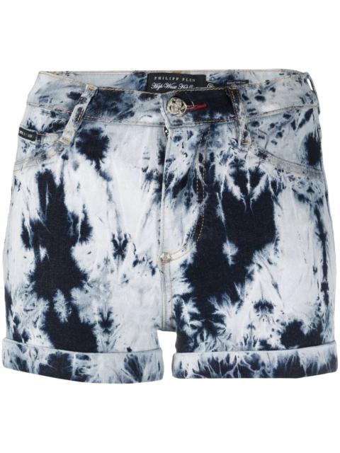bleached denim mini shorts