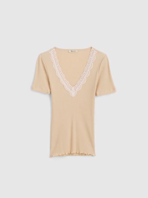 Lace-Trim V-Neck Top