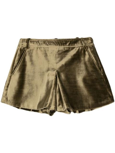 slubbed-velvet flared minishorts