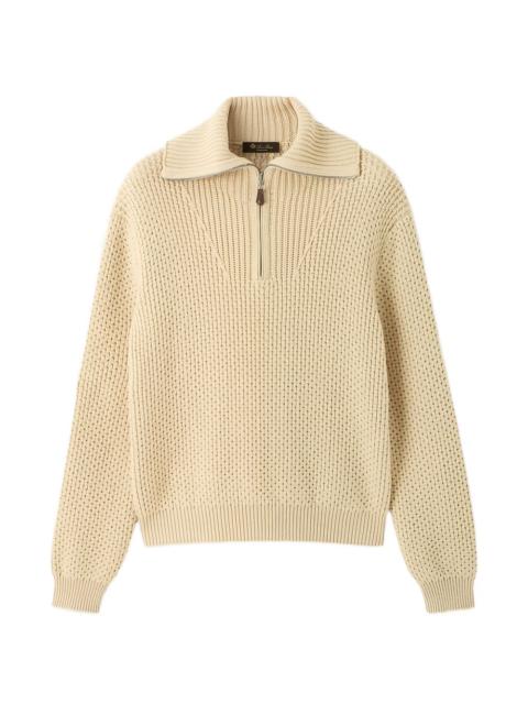 Shivling waffle-knit quarter-zip sweater