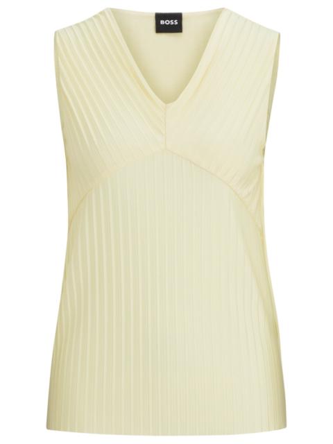 SLEEVELESS JERSEY TOP WITH V NECKLINE AND PLISSÉ PLEATS