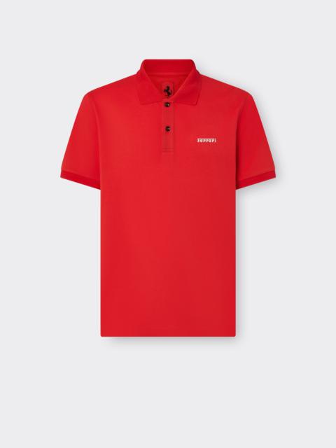 Cotton polo shirt with Ferrari logo