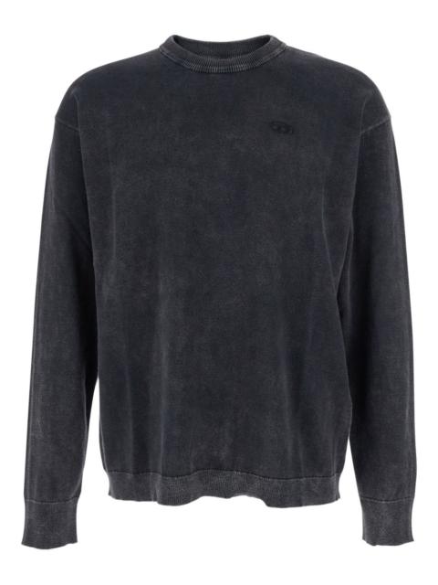 acid-wash crew-neck sweatshirt