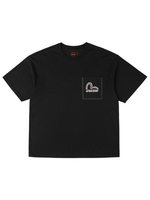 Elastic Hem Seagull Print Pocket T-shirt