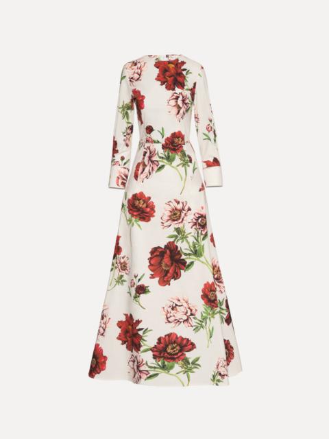 PEONY COTTON POPLIN 3/4 SLEEVE DRESS