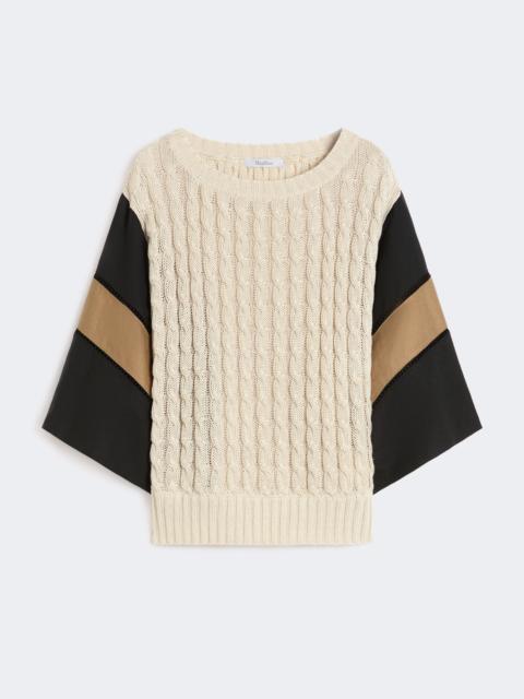 Loose-fit linen yarn sweater - BEIGE