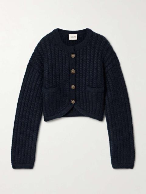Balser cable-knit cashmere and mohair-blend cardigan Navy