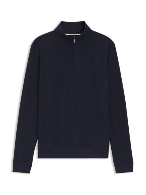 COTTON-BLEND ZIPPER-NECK SWEATSHIRT WITH WAFFLE STRUCTURE