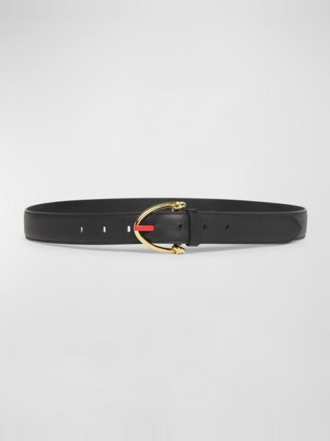 Bevel Buckled Leather Belt