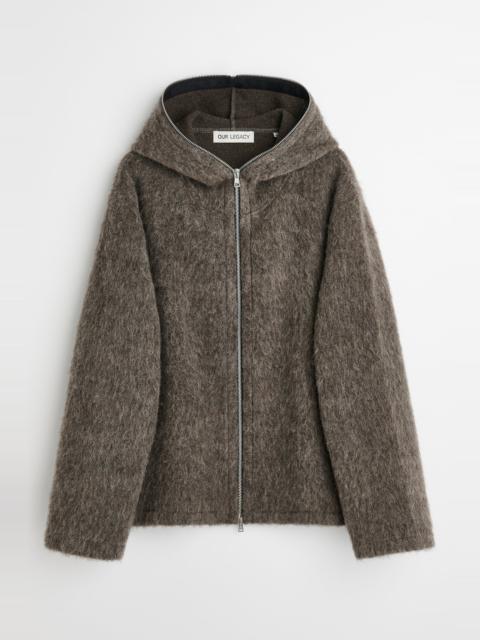 Full Zip Hood Mole Grey Hairy Wool