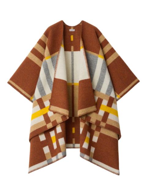 colour-block checked cape
