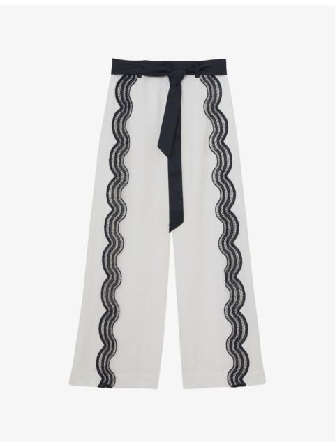 Farah Side-Split Scalloped Woven Trousers