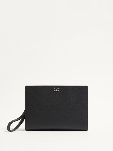 VALENTINO GARAVANI VLOGO SIGNATURE GRAINY CALFSKIN POUCH