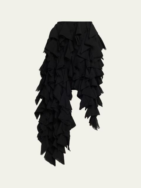 Asymmetric Cotton Ruffle Handkerchief Skirt