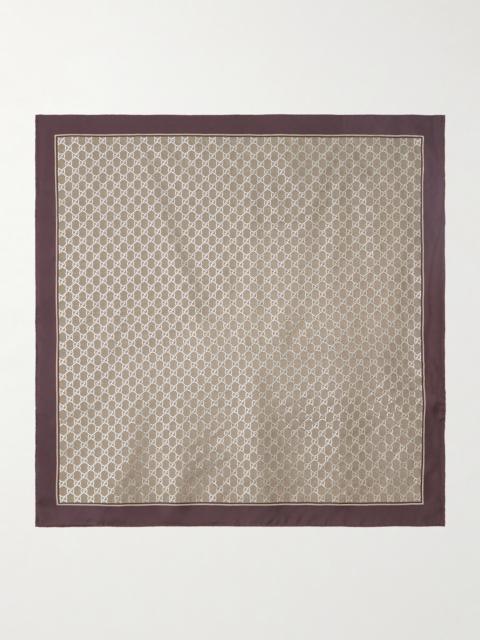 Printed Metallic Silk-twill Scarf