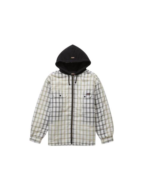 Supreme Dickies Plaid Hooded Zip Up Shirt Black